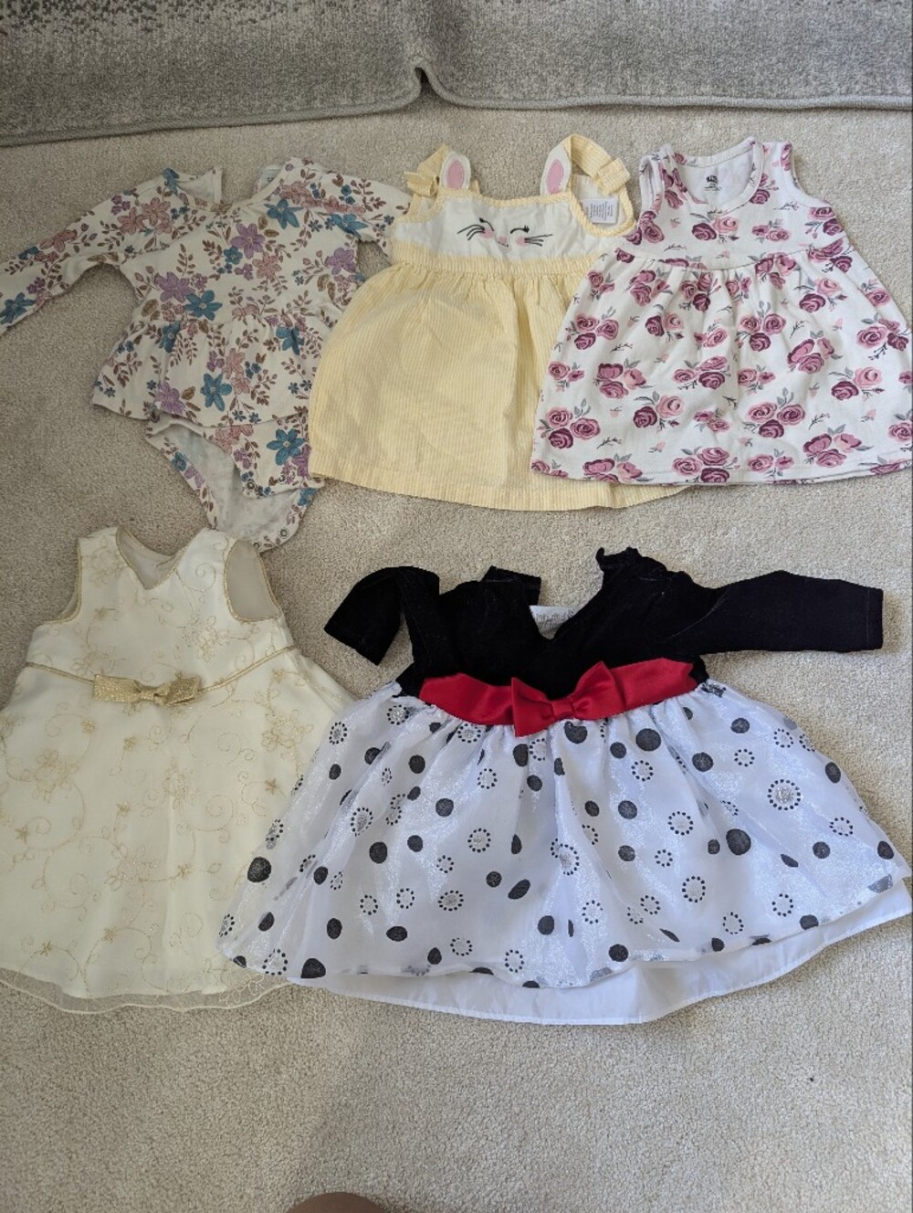 Set Of 5 Baby Girl Dresses : Mixed Brands - Summer And Party Wear : 6 To 9 M